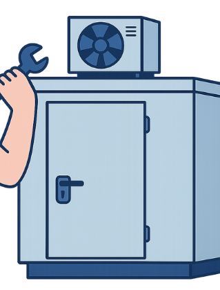 Technicien installant une chambre froide commerciale